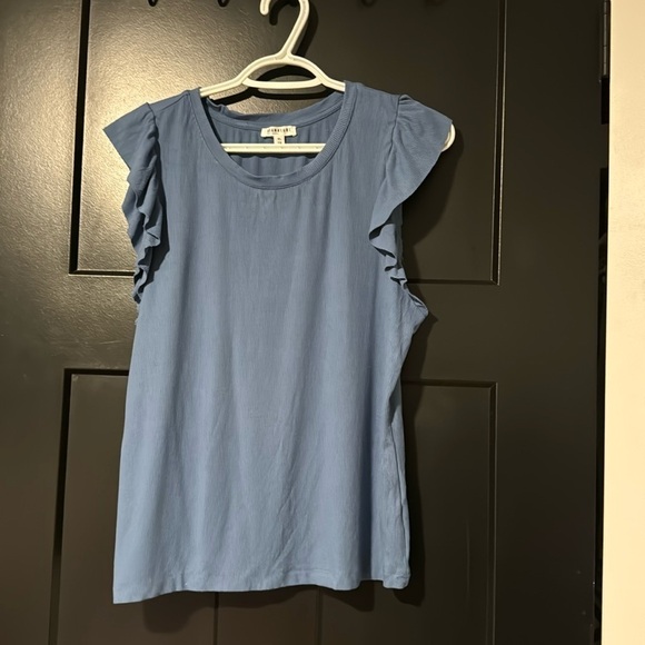 Reitmans Tops - Reitmans Super Soft Blue Ribbed Flutter Sleeve Tshirt